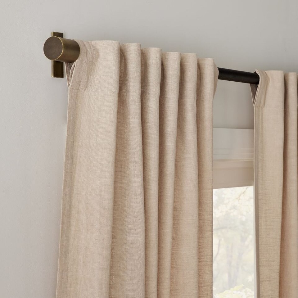 Textured Luxe Linen Curtain - Sand - West Elm UK